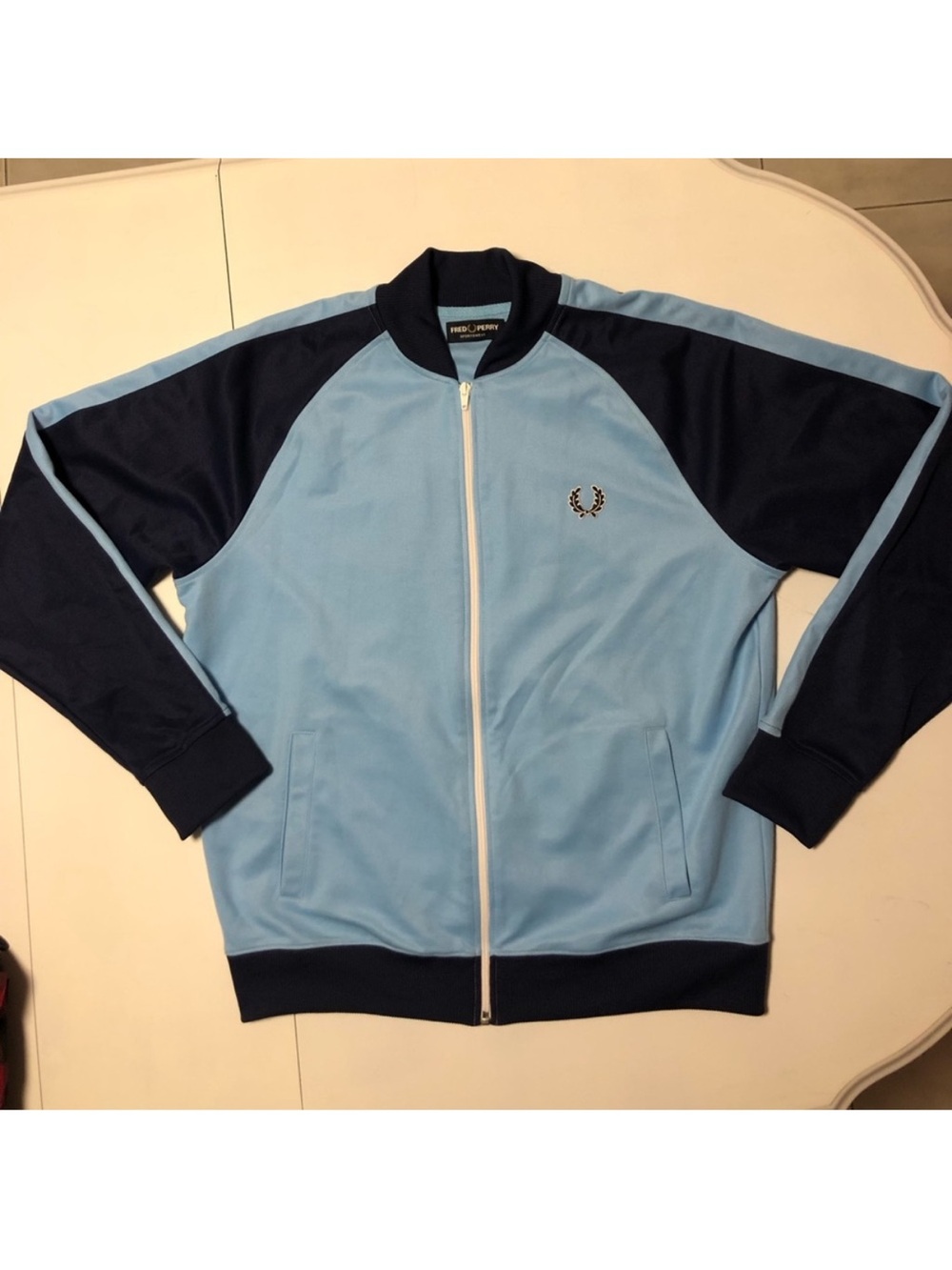 Fred Perry Light Blue and Navy Raglan Track Jacket